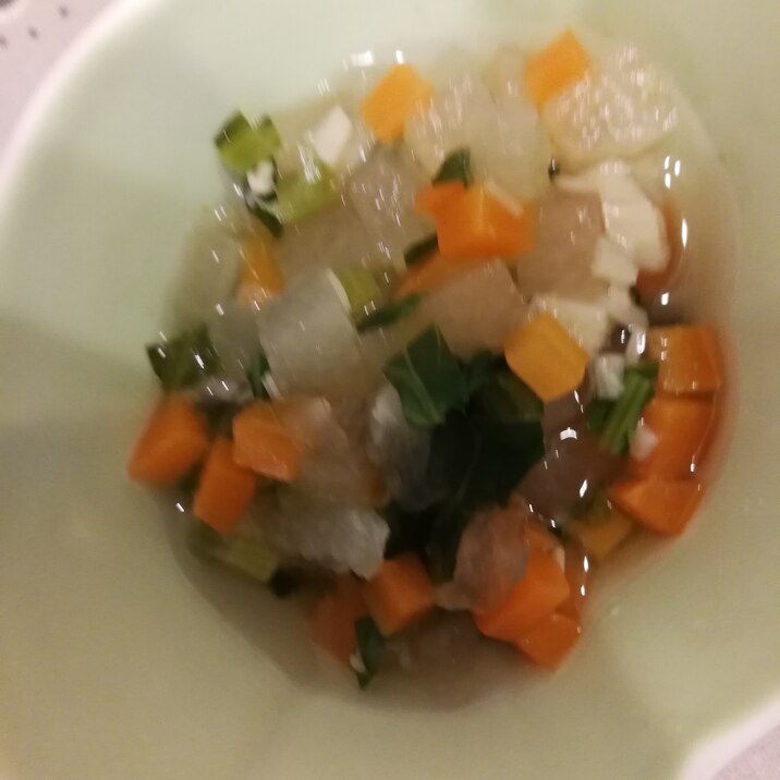 【離乳食後期】冬瓜にんじん小松菜えのきの煮物